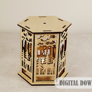 Laser Cut Christmas Night Light: Wooden Lantern Template (Digital Download)