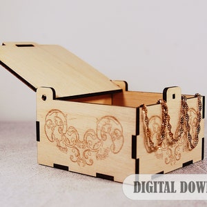 Laser Cut Wooden Jewelry Box with Flowers (Digital Download)