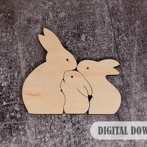 Puzzle en bois découpé au laser famille, puzzle d'animaux, cadeau souvenir, modèle de décoration, fichiers à téléchargement numérique - Cdr, Dxf, Svg, Ai, Pdf