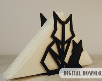 Porta-guardanapos de gato cortado a laser: Caixa de lenços decorativa em madeira compensada (Download digital)