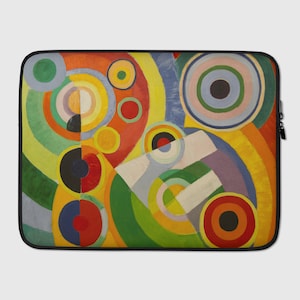 Laptop Sleeve, Vintage art Rythme Joie de vivre by Robert Delaunay, Laptop cover, Laptop case, College gift, Tech accessory, Work gift