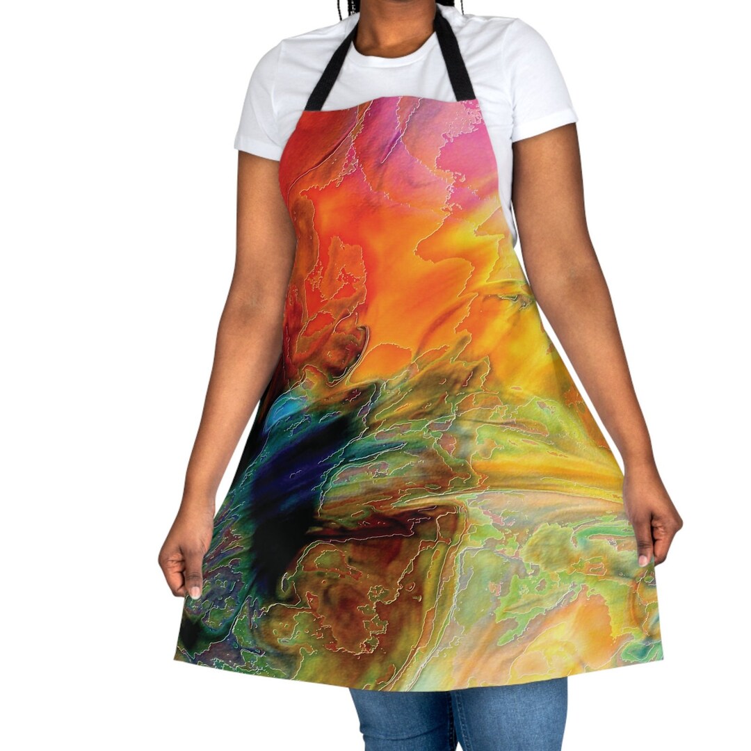 Apron, Abstract Watercolour, All-over Print Apron, BBQ Apron, Kitchen ...