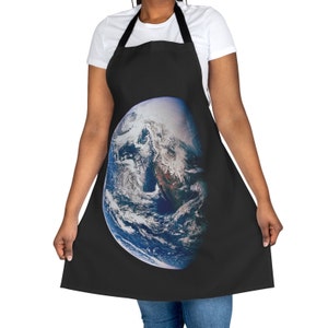 Apron, Vintage 'The Earth' BBQ Apron, Apron for Dad, Kitchen apron, Arts and crafts apron, Unique gift, Kitchen gift, Space/Earth image