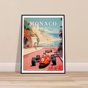 MÓNACO RETRO / Póster de viaje retro / Decoración del hogar / Ilustración de Mónaco / Póster digital vintage / Fórmula 1 / Estética del dinero antiguo de F1