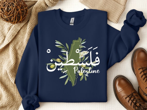 Palestine Map Sweatshirt: Support Freedom, Ethically-Grown Cotton