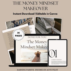 Money Mindset Makeover Ebook, Dfy Editable Digital Guide with PLR MRR for Business Financial Wellbeing Passive Income, Master Resell Rights