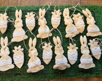 Handmade Rustic Easter Ornaments with Lace set of 16