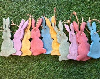 Handmade Pastel Salt Dough Easter Bunny Ornaments (Set of 10)