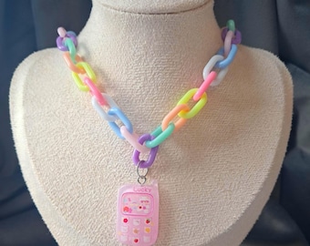 Collana con ciondolo Harajuku, moda decora kei, gioielli colorati, estetica kidcore, accessori kawaii fairy kei, catena pastello cutecore