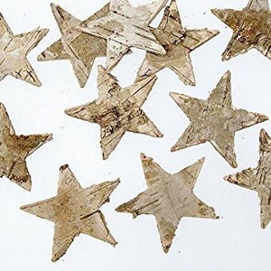 Natural Wooden 2.5cm Birch Stars Gold / Silver / Natural  White Hanging Winter Christmas DIY Crafting Table Festive Xmas Decoration FREE P&P