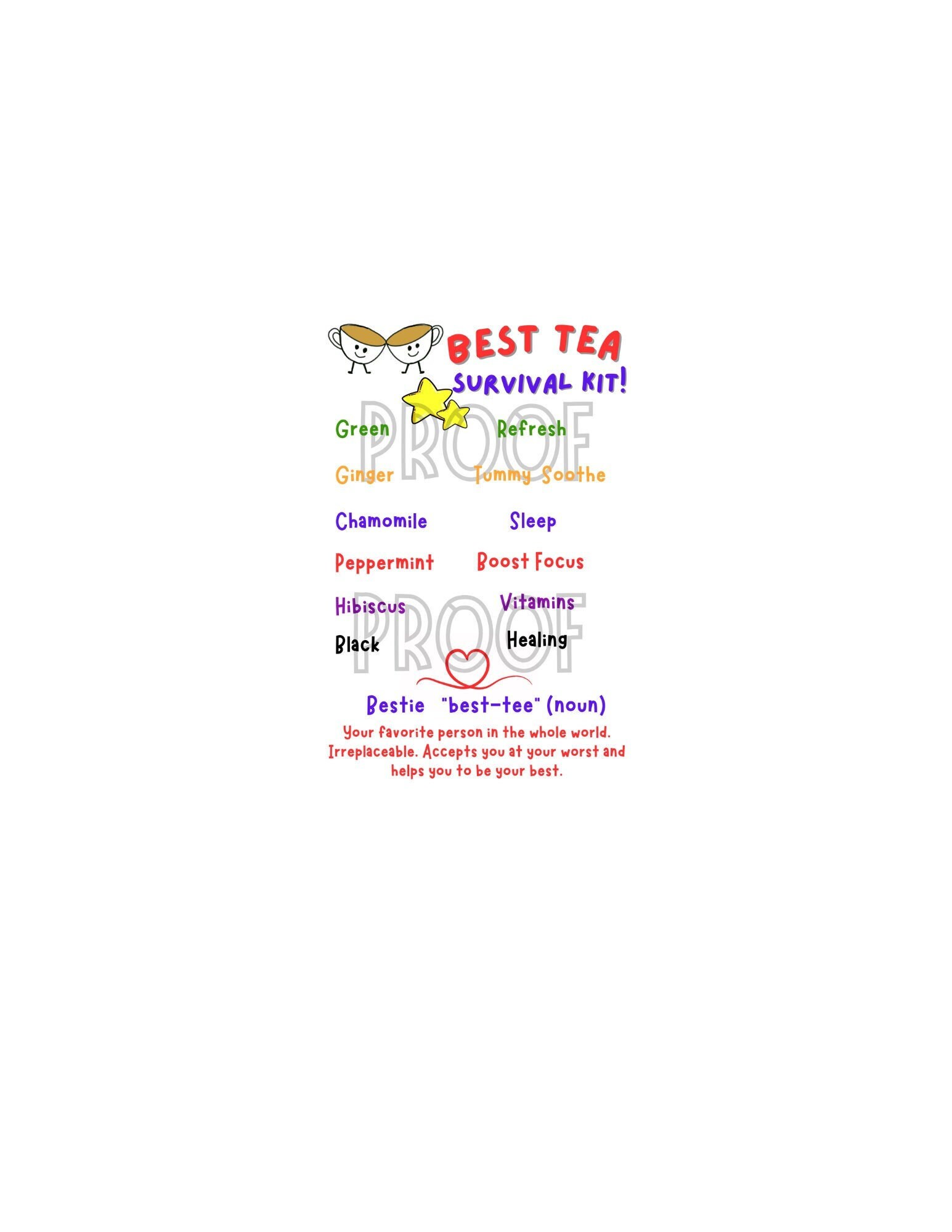 Bestie Tea Gift Tag Printable: Friendship Survival Kit (PDF) - Etsy