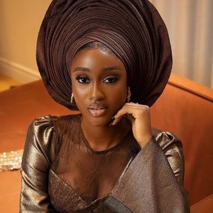 African autogele, ready to wear gele, African hat, traditional wedding hat, pre-tied headgear, headwrap, Headtie,