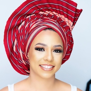 African autogele, ready to wear gele, African hat, traditional wedding hat, pre-tied headgear, headwrap, Headtie,
