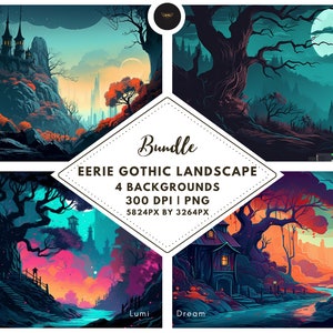Unheimliche Gothic Landschaft, Vtuber Hintergrund, Twitch Virtueller Hintergrund, Zoom, Twitch Banner, Stream Hintergrund, Overlay, Halloween, PNG Bundle