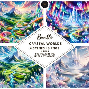 Crystal Worlds, Twitch, Zoom, Vtuber, Teams, Twitch Profile Banner, Digital Wallpaper, Backdrop, Streaming, Futuristic Landscape, PNGs