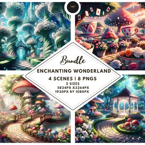 Verzauberndes Wunderland, Mystische Gärten, Twitch Banner, Vtuber, Zoom, Twitch Hintergrund, Anime, Virtuelles Live-Chat, Digitale Tapete, 16:9