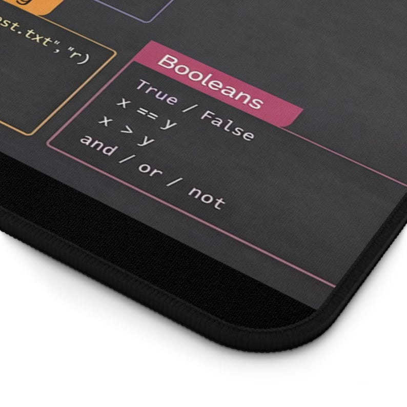 Python Cheat Sheet Desk Mat | Coding Mouse Pad, Programmer Desk Pad image 3