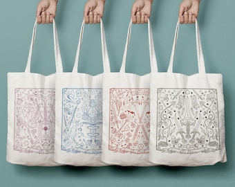 D&D Class Tote Bag: Fan Art Prints, Reusable Canvas Bag