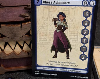 DnD NPC Card Set, Chess Ashmoore Bladesinging Wizard , Physical Trading Cards, 5e Stat Block Items Homebrew Spell, TTRPG Gift, Grab & Go DnD