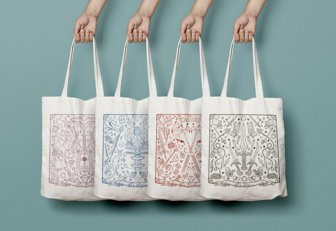 D&amp;D Class Tote Bag Dungeons and Dragons Critical Role Prints Reusable ...