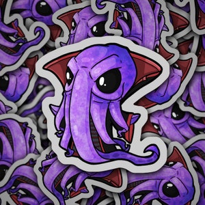 Mind Flayer D&D Vinyl Sticker Cute Monster Dungeons and Dragons Chibi Decal Critical Role Cartoon Laptop Decals Baldur&#39;s Gate