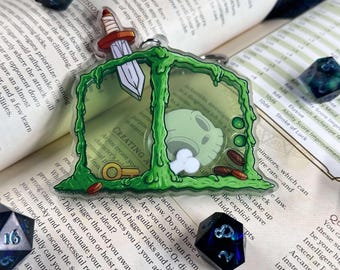 Gelatinous Cube Acrylic Keychain, D&D Shaker Charm