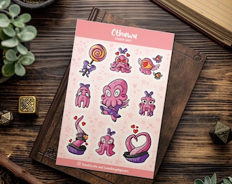 Cthulhu Vinyl Sticker Cthuwu Cute Monster Dungeons and Dragons Chibi Decal Cartoon Laptop Decals Smite