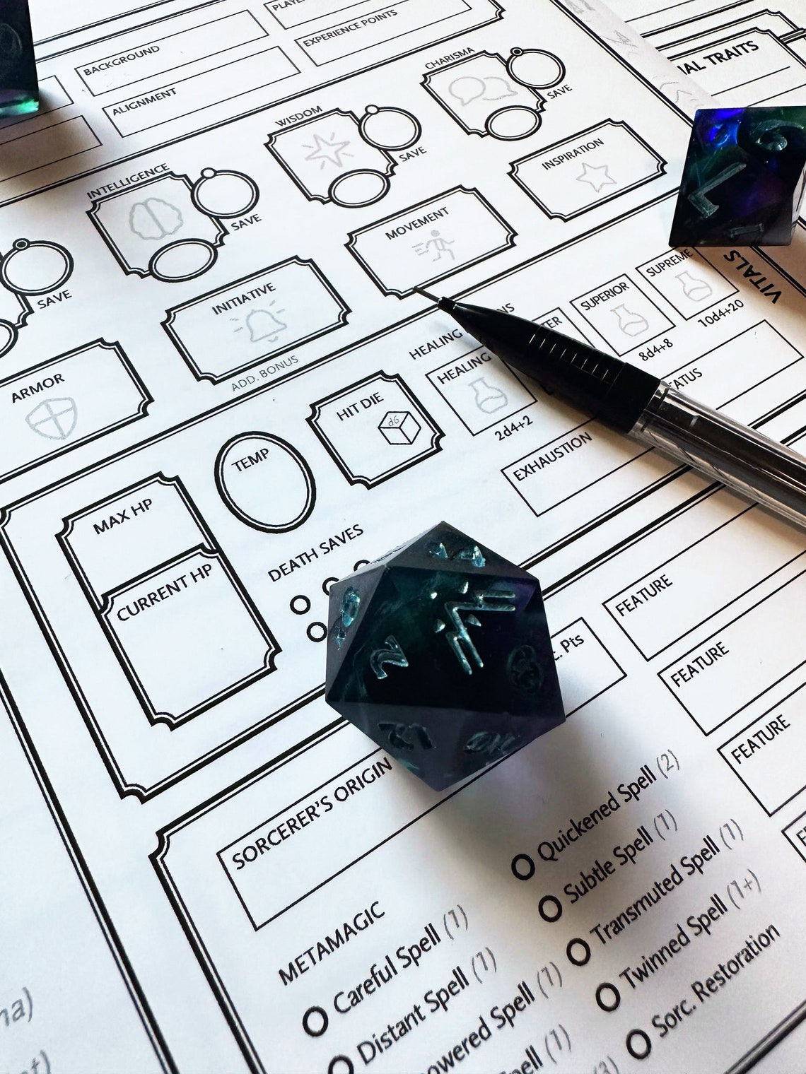 Sorcerer D&amp;D Character Sheet DND 5E Character and Notes Sheets Digital ...