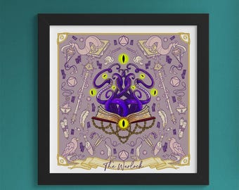 Warlock D&D Class Print, Dungeons and Dragons, Critical Role Inspired, Fantasy Art Print, RPG Poster, 10x10 Print, Fan Art
