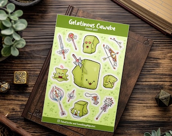 Gelatinous Cube Vinyl Sticker Sheet: D&D Chibi Monster Decals