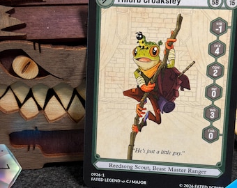 DnD NPC Card Set, Thlurb Croaksley Ranger, Physical Trading Cards, 5e Stat Block Items Homebrew Spell, TTRPG Gift, Grab & Go DnD