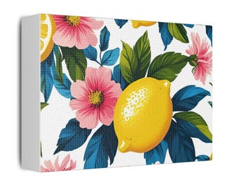 Canvas Print, Bold Floral Wall Art in Vibrant Summer Colors, Stretched Satin Art, Home Decor, Office Decoration, Gift for Her, Unique Room