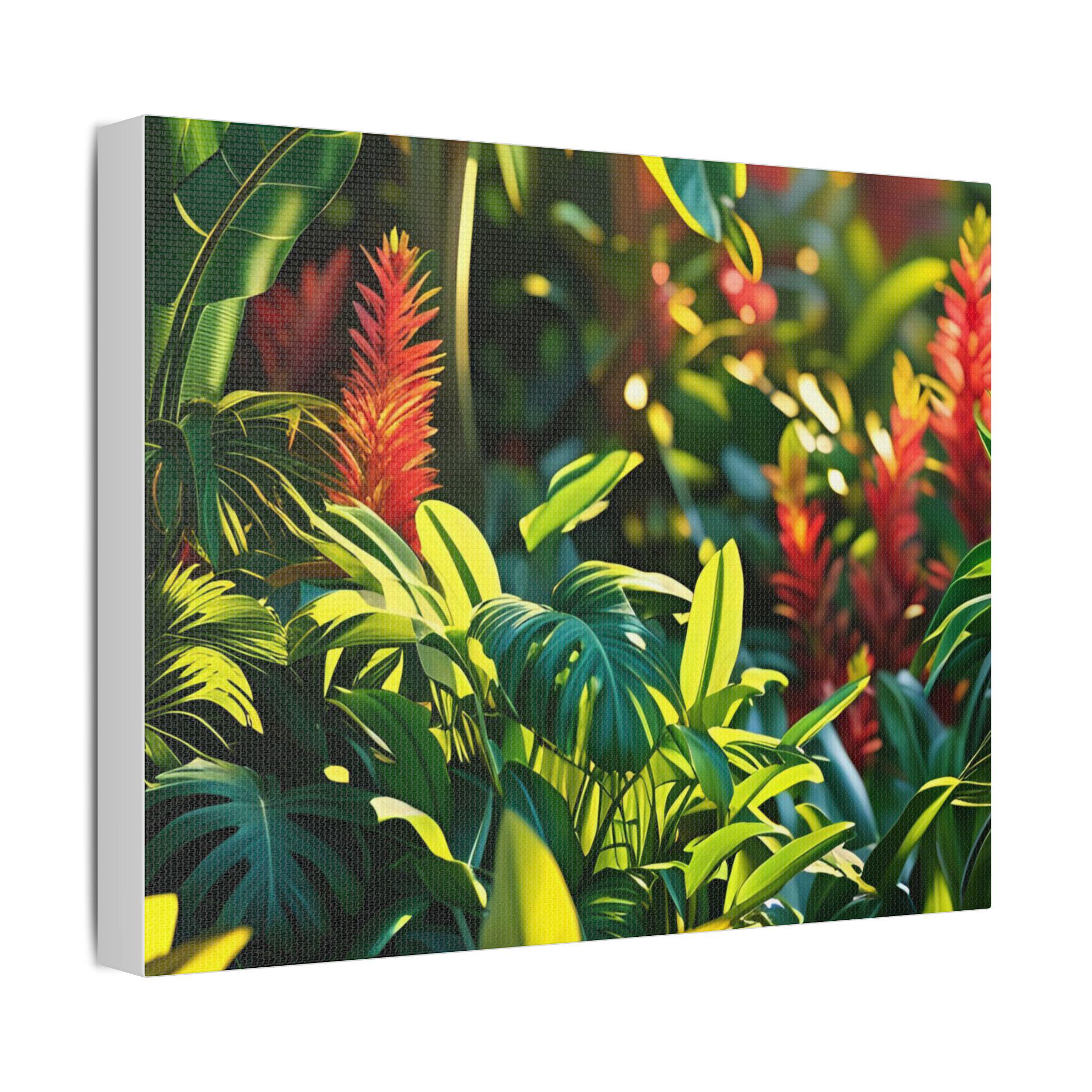 Canvas Wall Art, Carribean Flowers, Tropical Decor, Floral Wall Decor, Island Vibes Home Decor, Stretched Satin Canvas Art