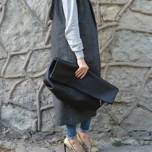 Large leather bag,Bag clutch oversized,Extra large black clutch bag,huge shoulder bag,very large clutch