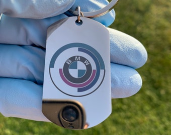 BMW stainless steel key ring. Customization possible.