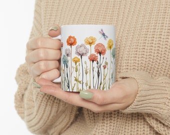 January Carnations Birth Flower Ceramic Mug, Botanical Design, Floral, Flower Lover, January Birthday, Great Gift, Birthday Gift, Girl Gift
