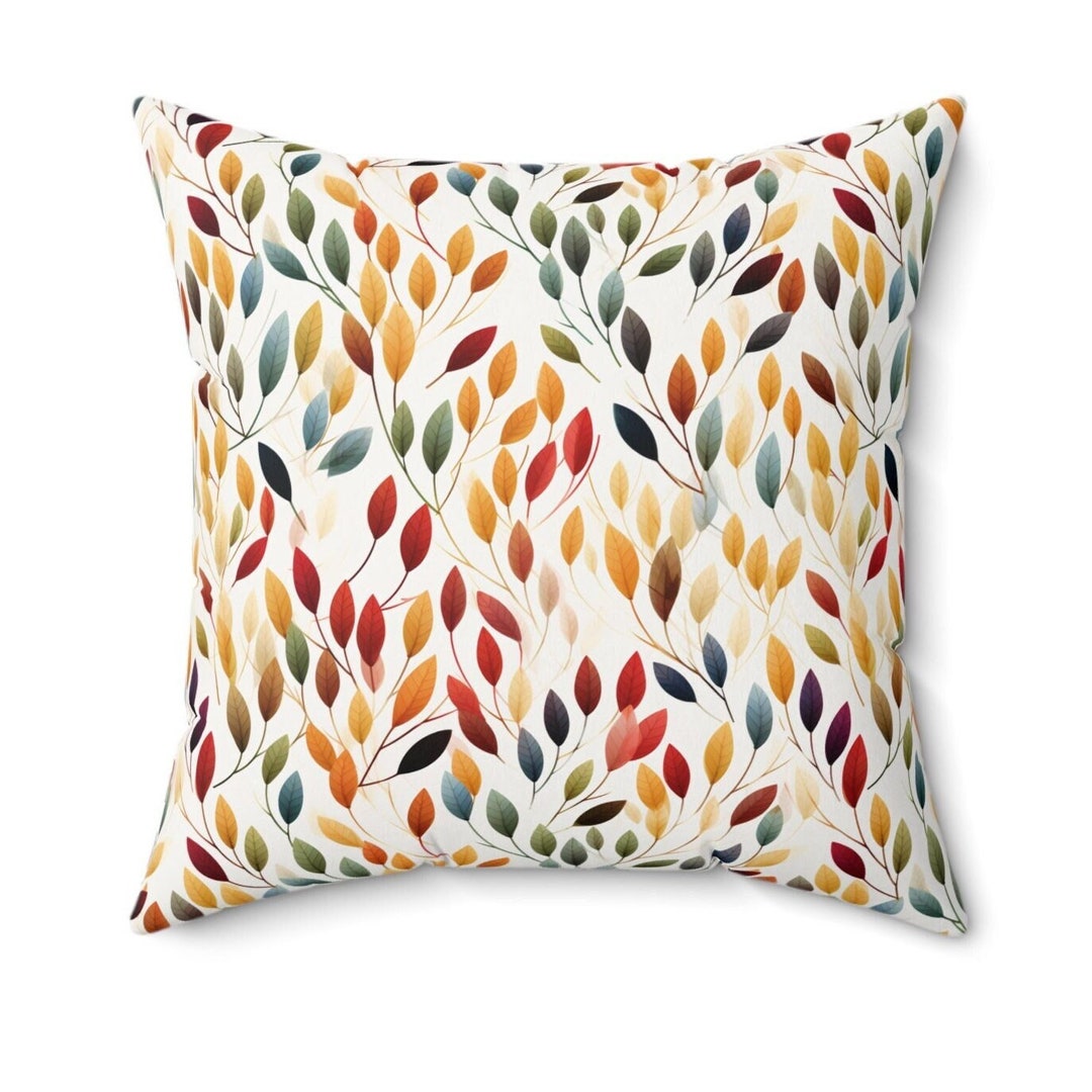Fall Foliage Pillow Fall Leaves Pillow Autumn Color Square Etsy