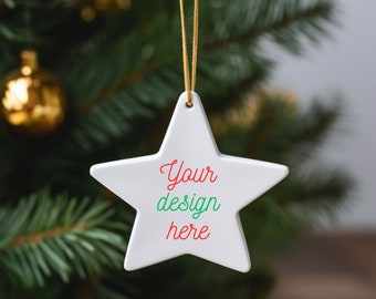 Star Shaped Christmas Ornament Shaped Mock Up