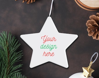 Star Shaped Christmas Ornament Shaped Mock Up