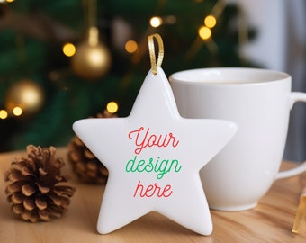 Star Shaped Christmas Ornament Shaped Mock Up