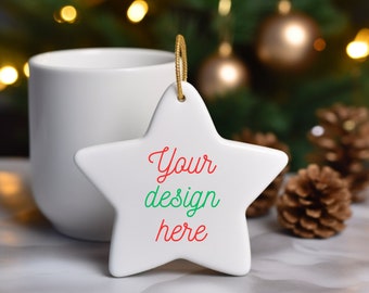 Star Shaped Christmas Ornament Shaped Mock Up