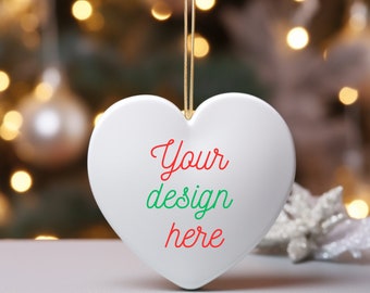 Heart Shaped Christmas Ornament Shaped Mock Up