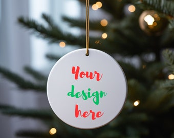 Round Christmas Ornament Shaped Mock Up