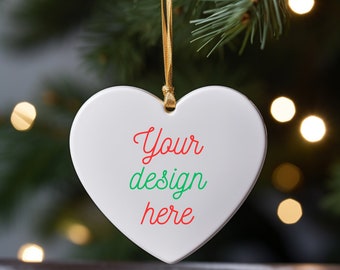 Heart Shaped Christmas Ornament Shaped Mock Up