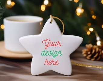 Star Shaped Christmas Ornament Shaped Mock Up