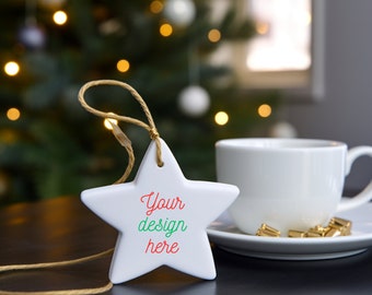 Star Shaped Christmas Ornament Shaped Mock Up