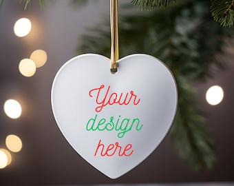 Heart Shaped Christmas Ornament Shaped Mock Up