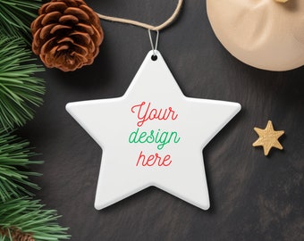 Star Shaped Christmas Ornament Shaped Mock Up