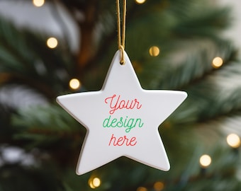 Star Shaped Christmas Ornament Shaped Mock Up