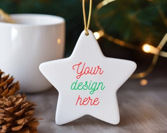 Star Shaped Christmas Ornament Shaped Mock Up